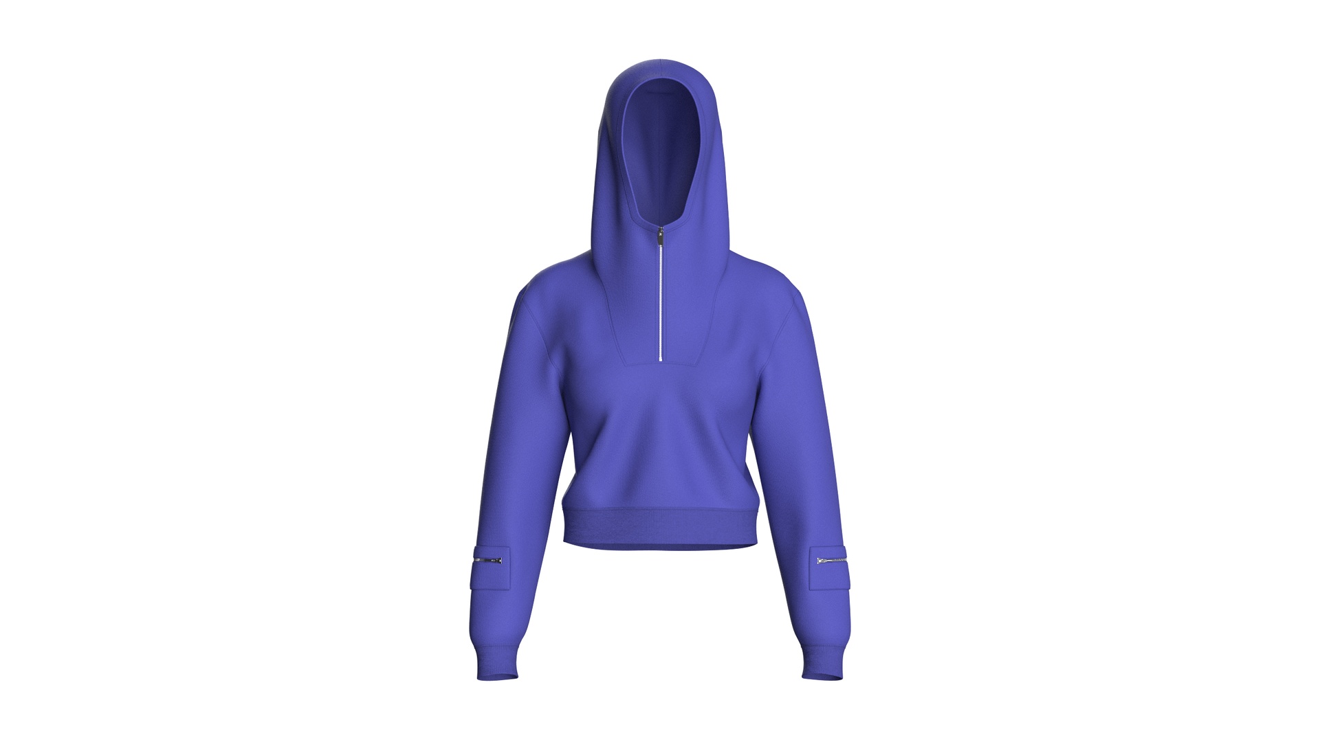Media 1 for listing Girls Half - Zip Cropped Hoodie | High Poly
