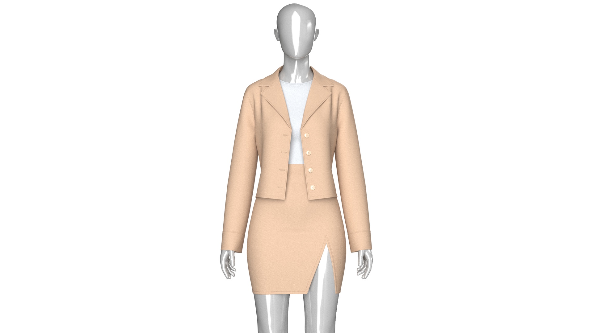 Media 1 for listing Girls Notch - Lapel Blazer With Front Slit Skirt | High Poly