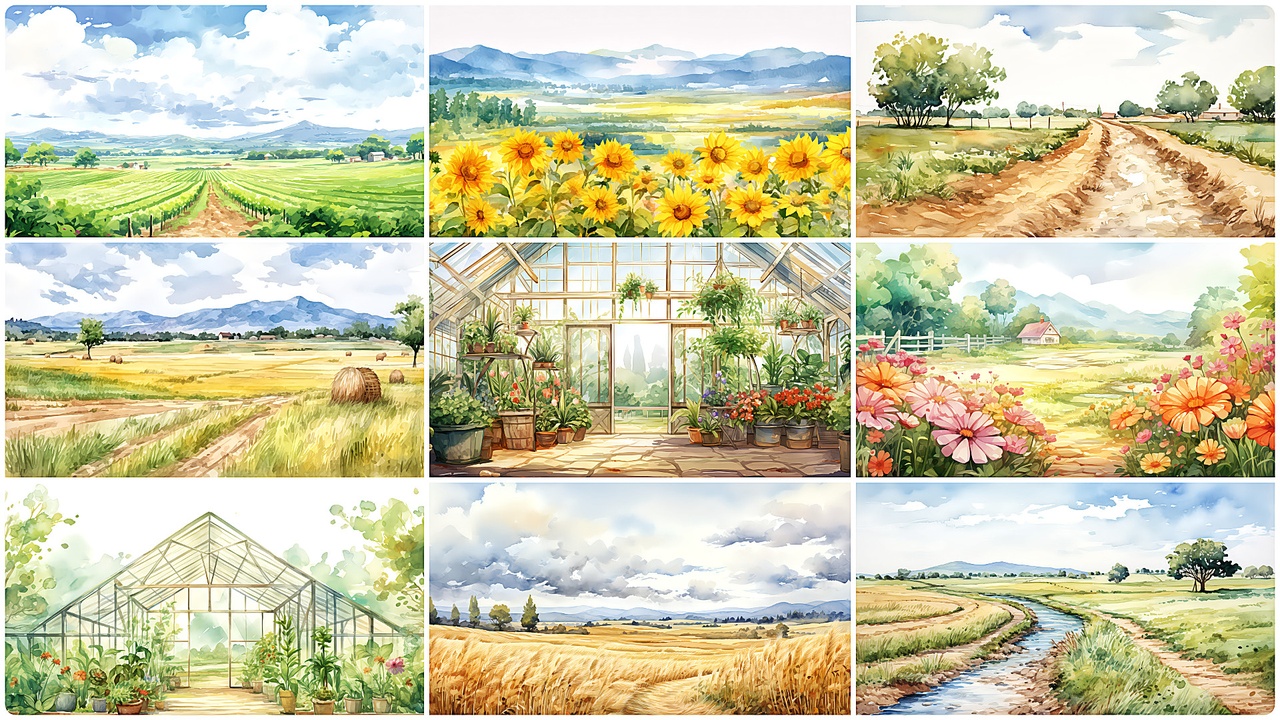 File multimediali per l'articolo BACKGROUND - Watercolor Farm 2: 1