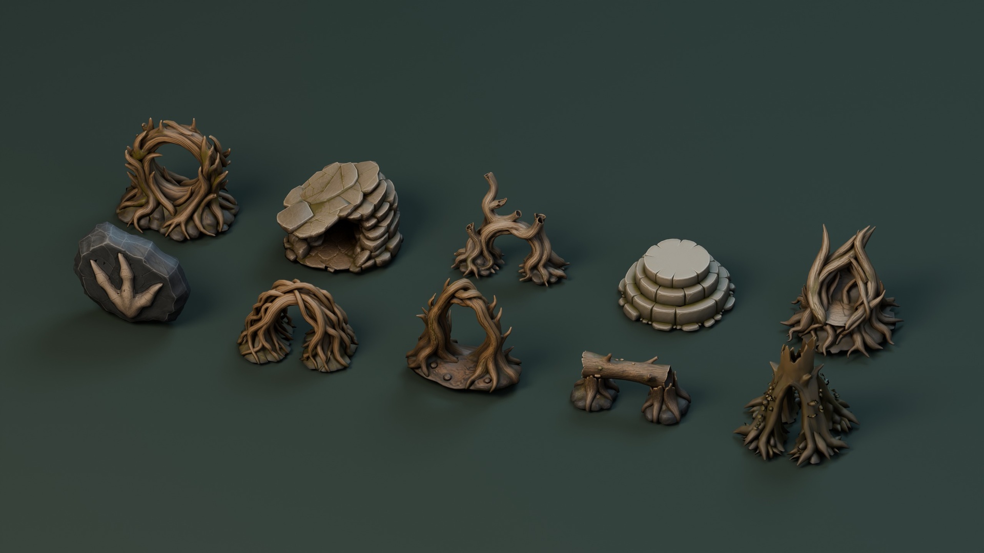 Media 1 for listing Stylized Root Arches & Monuments Pack – 10 Models