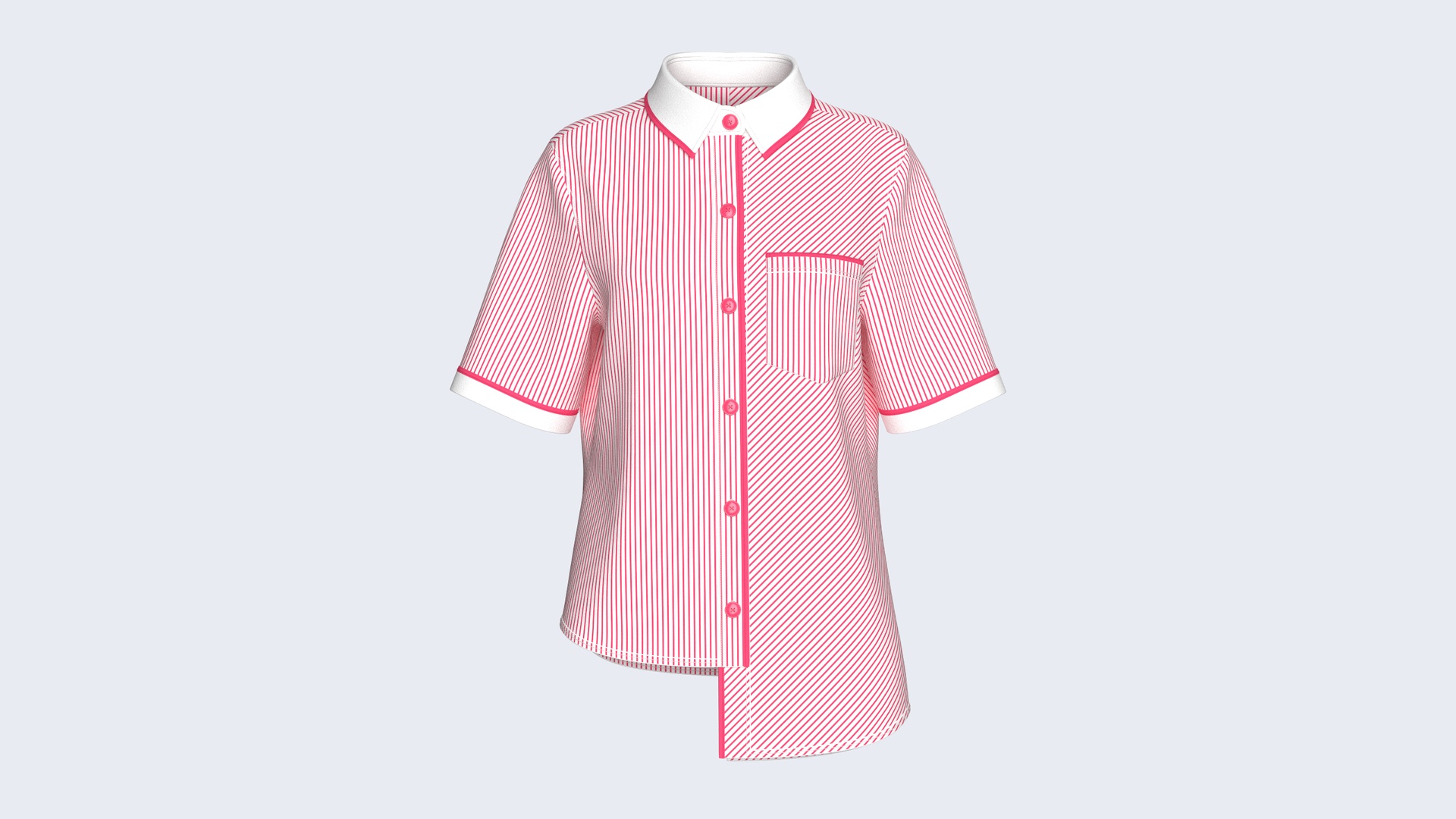 Media 1 for listing Girls Pink Striped Button - Up Shirt With Pocket | High Poly
