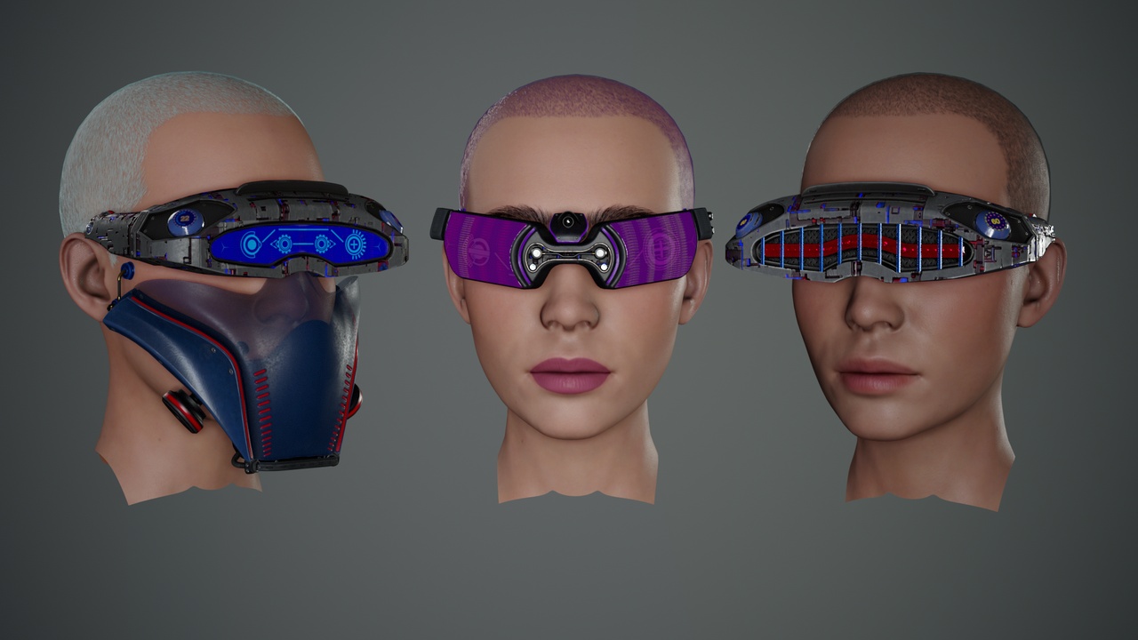 Media 1 for listing Sci-Fi Glasses Visor Pack 3