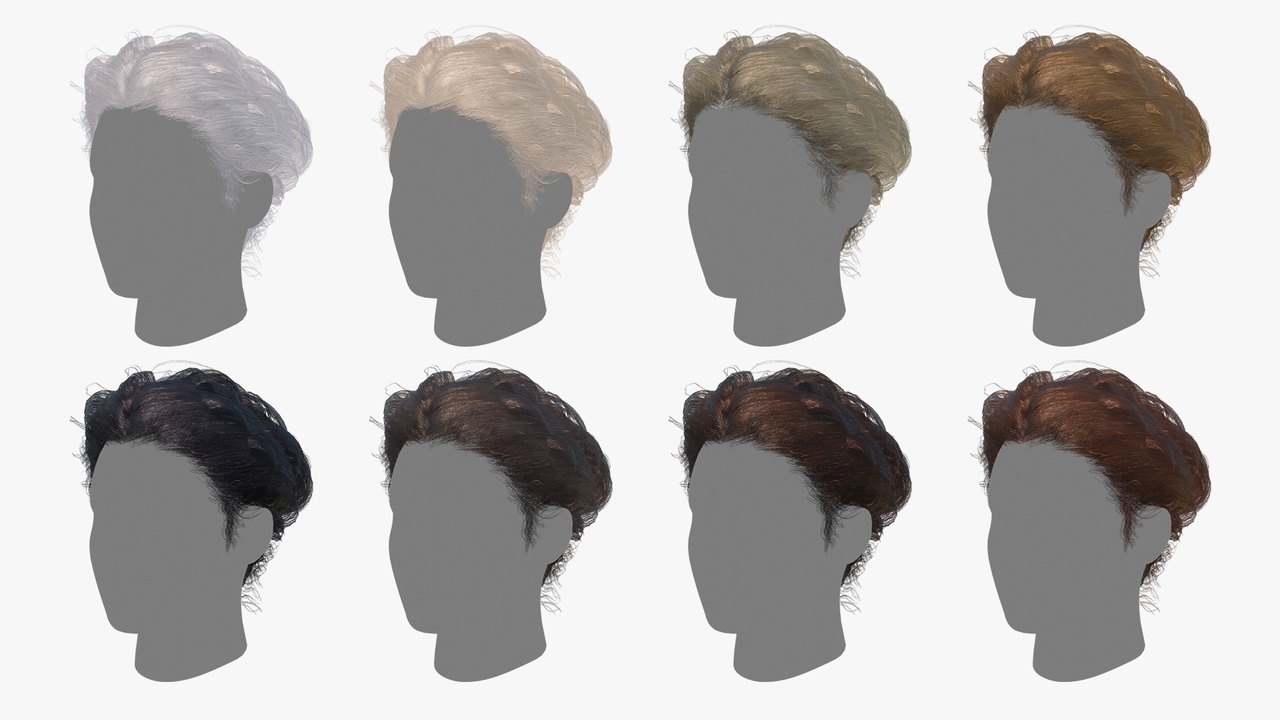 Media 1 for listing Fishtail Braid Bun Curly Hairdo (Mesh) - Game Asset | PBR |