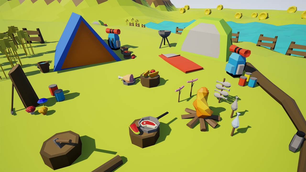 Media 1 for listing Low Poly Crops and Camping Pack