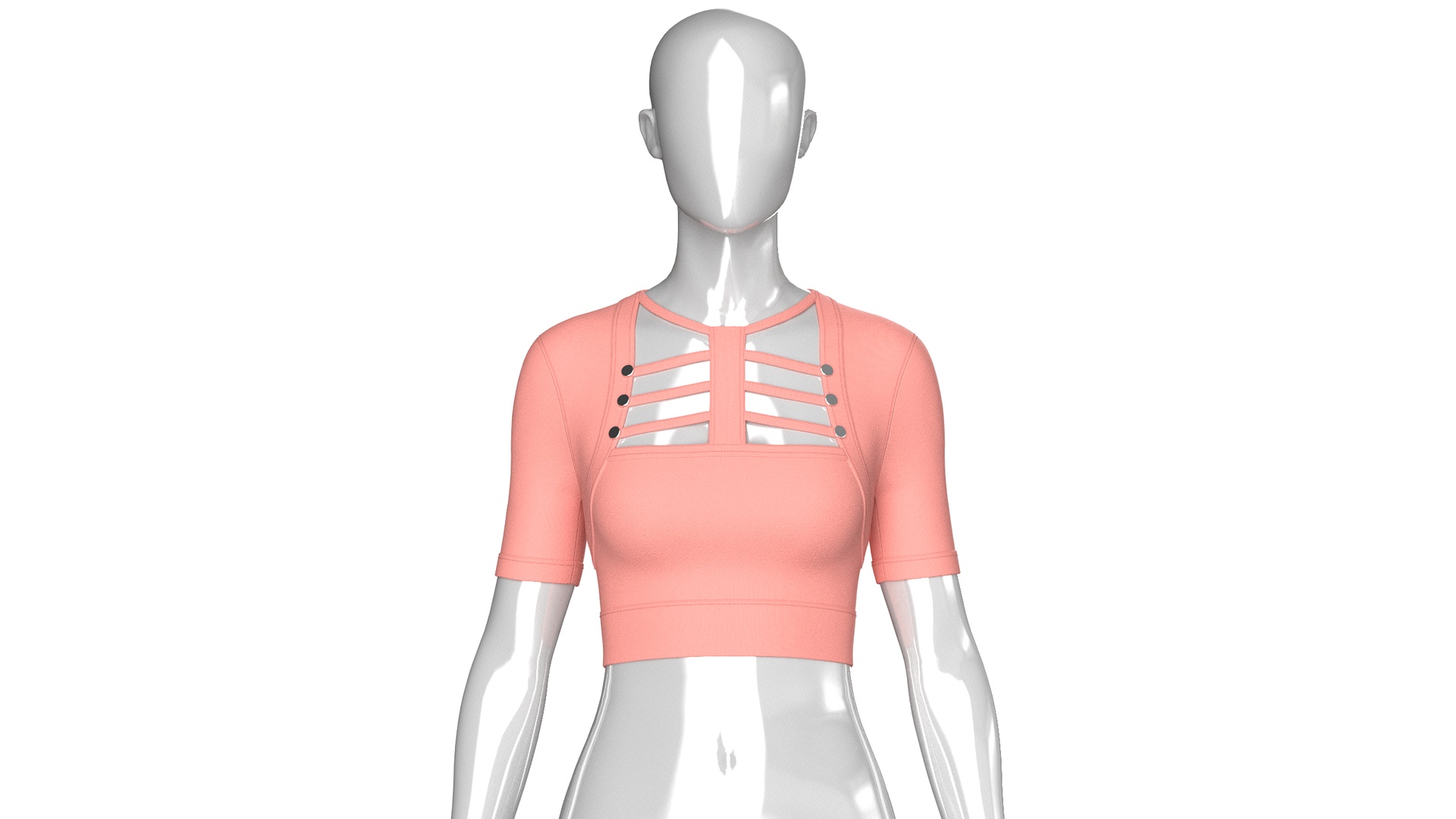 Media 1 for listing Girls Short - Sleeve Cutout Crop Top | High Poly