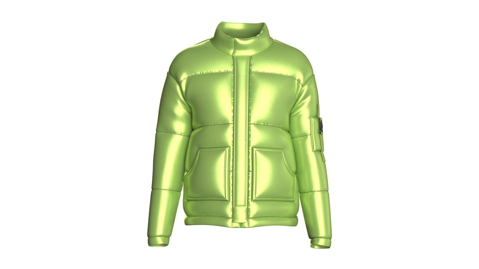 Media 1 for listing Men Liquid Chrome Moss Puffer Jacket | High Poly