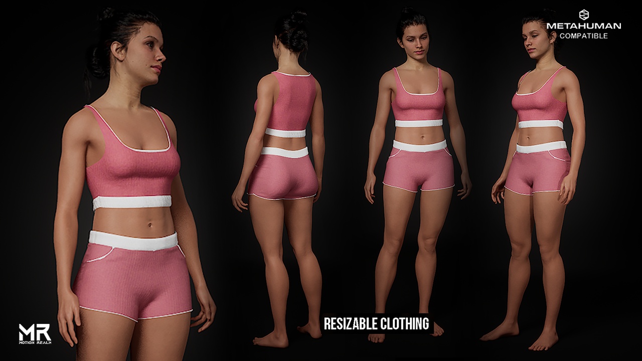 Media 1 for listing Retro Y2K Sport Retro Gym Lounge Set – Female MetaHuman Clothing