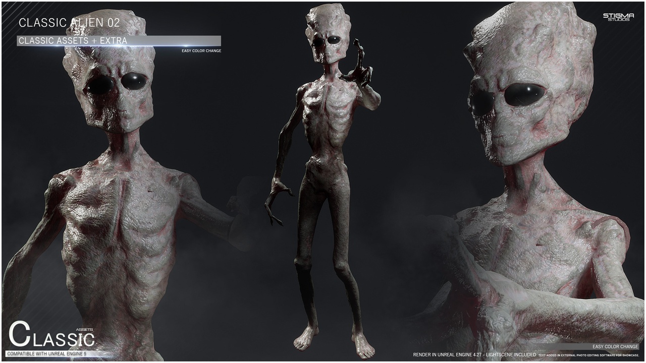 Media 1 for listing Grey Alien 02 - Classic Assets + Extra