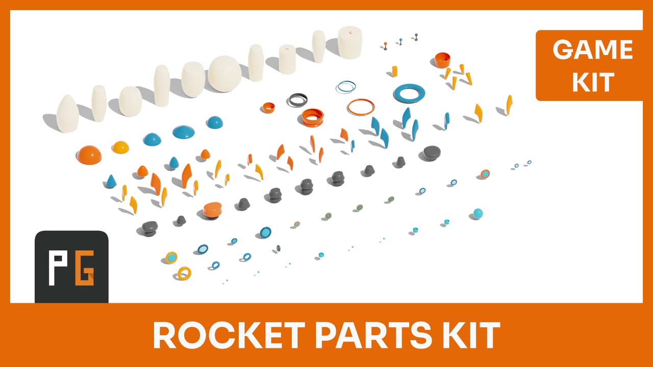 Media 1 for listing Low Poly Rockets – Modular Parts Kit