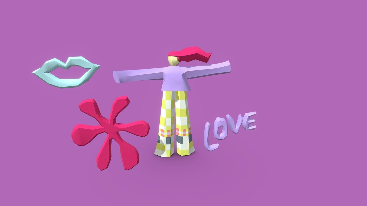 Media 1 for listing A lowpoly retro modern girl by Sofs