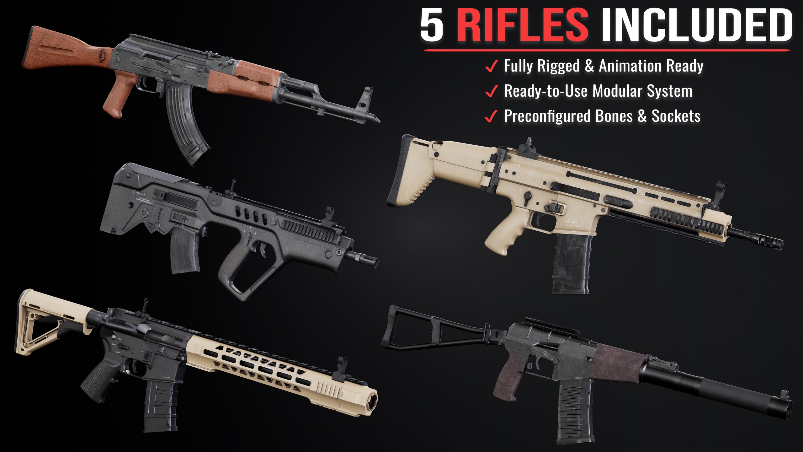 Media 1 for listing Modular Weapon Pack: Assault Rifles