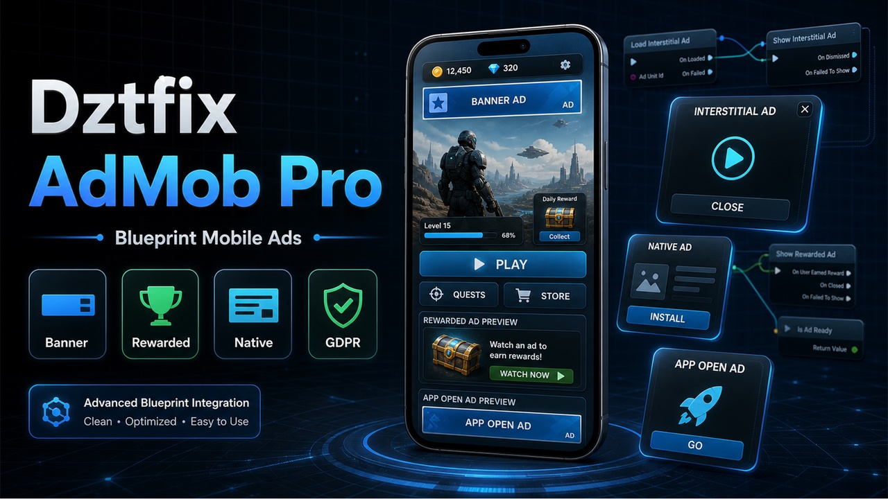 Media 1 for listing Dztfix AdMob Pro - Mobile Ads Plugin for Unreal Engine