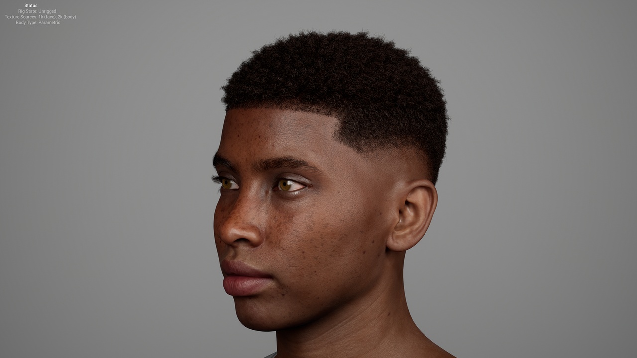 Media 1 for listing Short Coily Crop with Mid Drop Skin Fade Groom for MetaHuman
