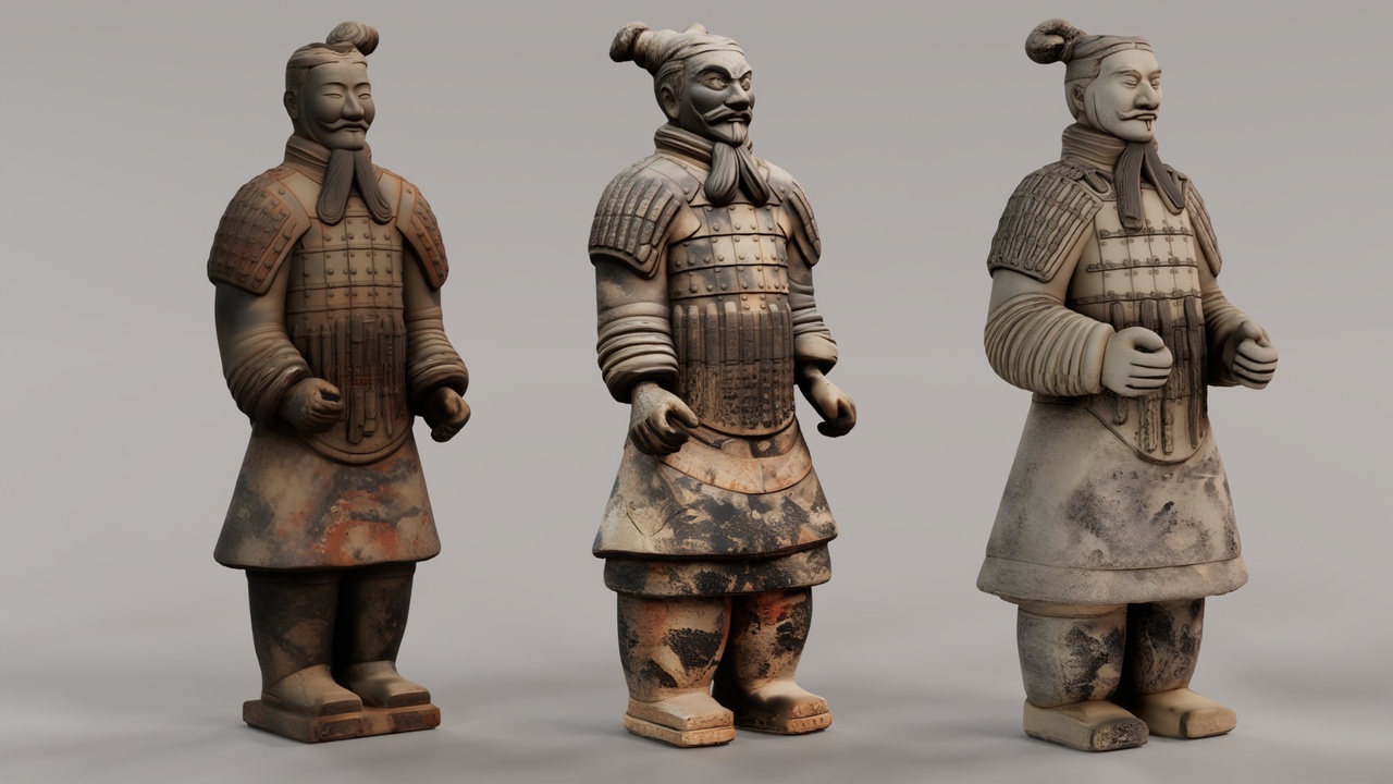Media 1 for listing Terracotta Warriors Pack – 16 Ancient Chinese Warrior Statues | Game Ready Asset
