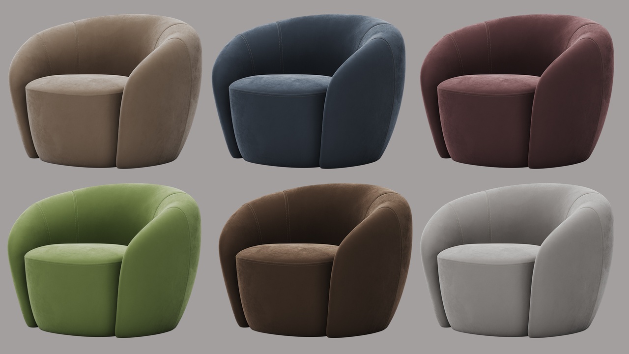 Media 1 for listing Modern Velvet Armchair - Customizable Color