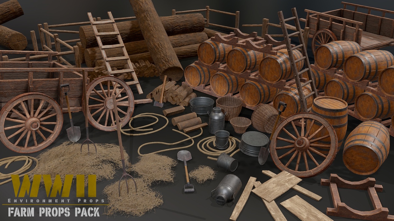 WW2 Farm Props Pack 제품 등록을 위한 미디어 1개