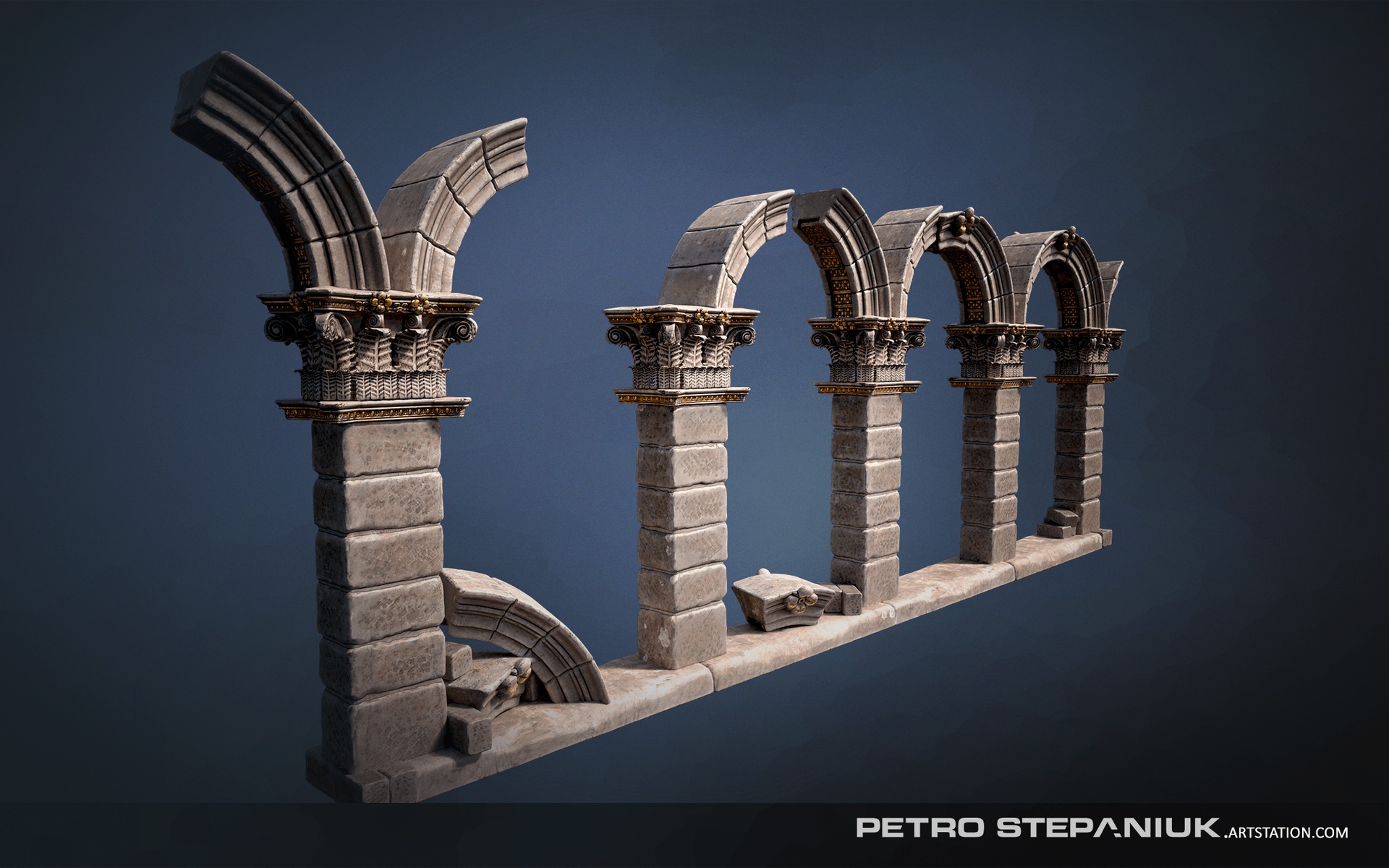 Media 1 for listing Ancient Arches – Damaged | 3D Environment Prop