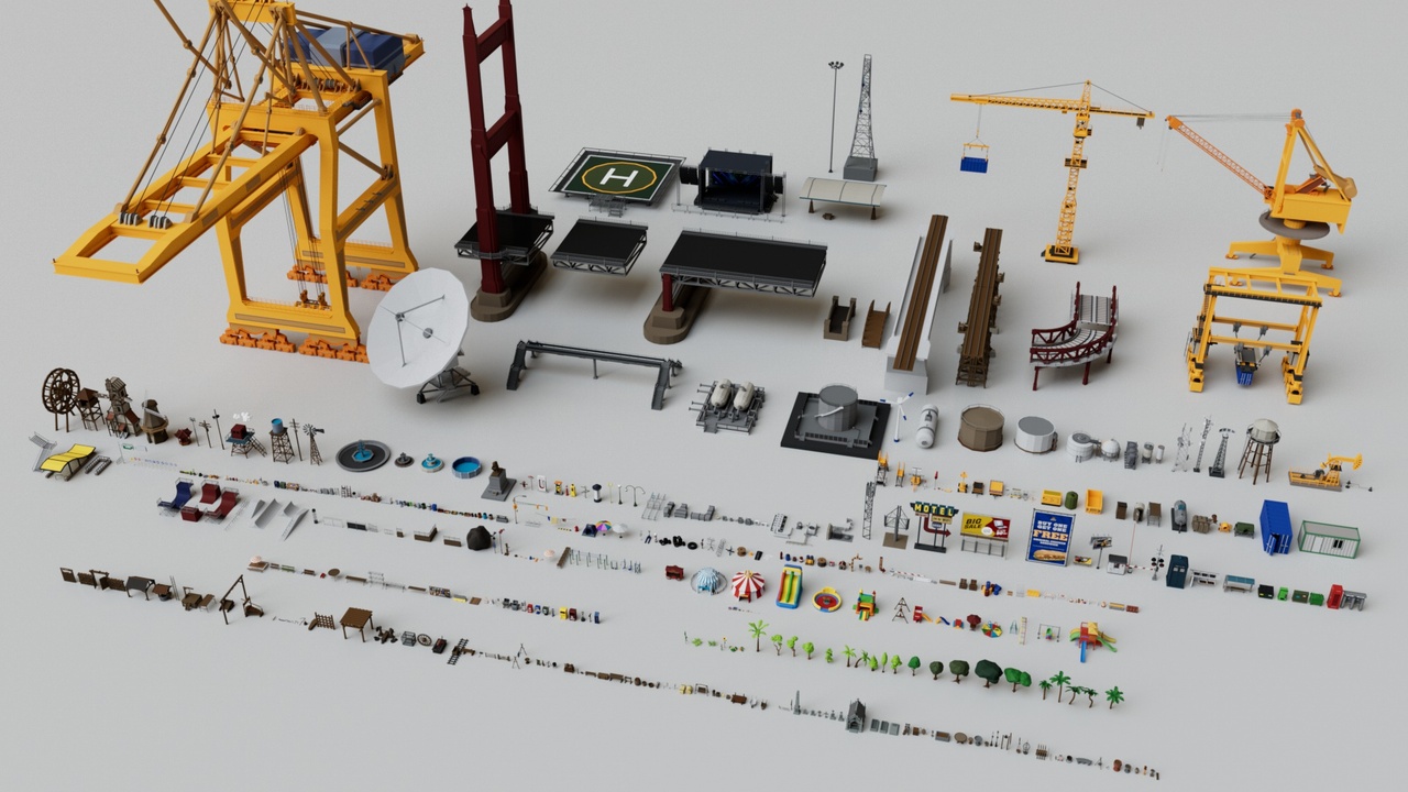 Media 1 for listing 500 Realistic Exterior City Street Props Pack Collection