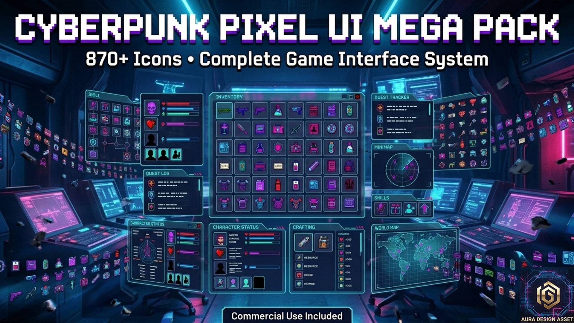 Cyberpunk Pixel UI Master-Pack: Complete Game Interface (870+ Asset) | Fab