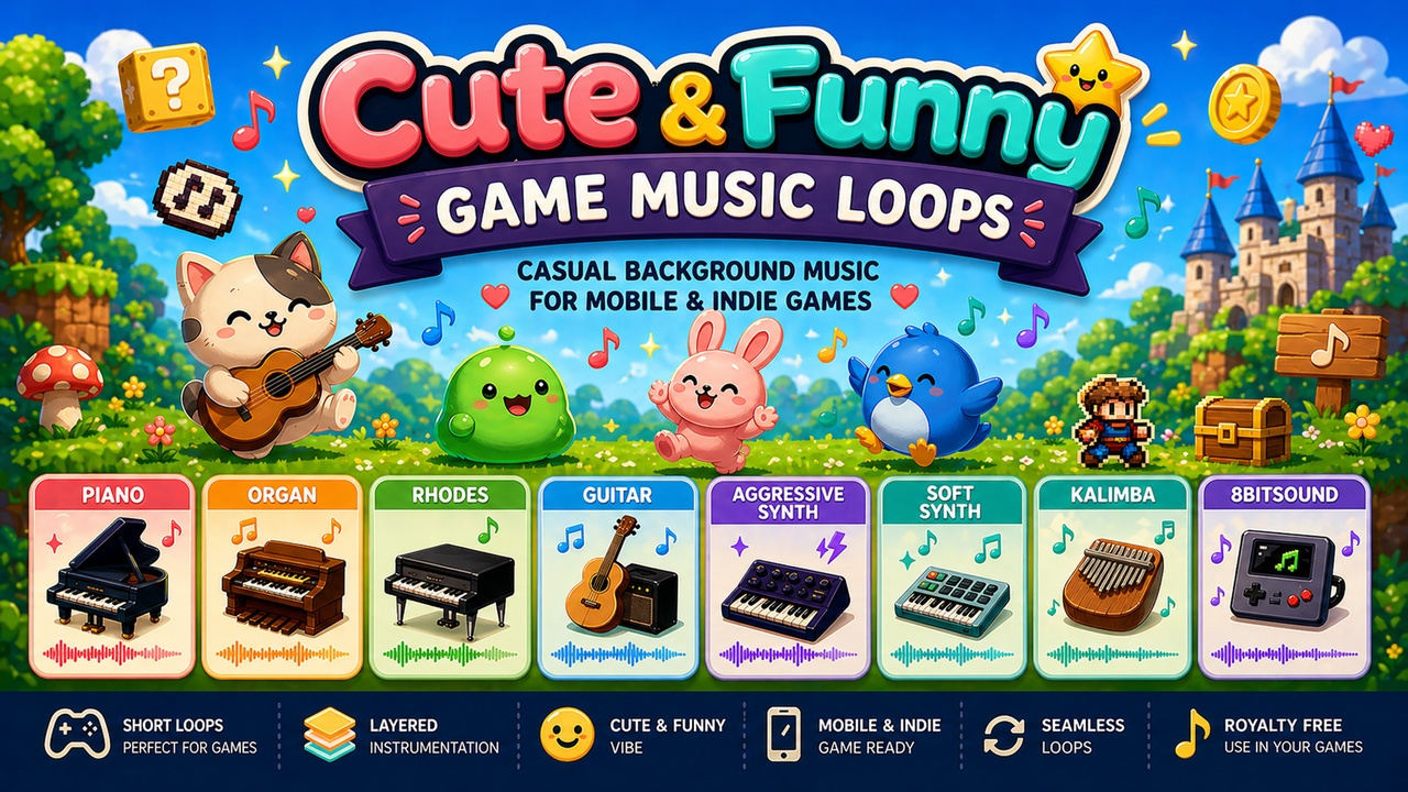 Media 1 for listing Cute & Funny Game Music Loops – Casual Background Music for Mobile & Indie Games
