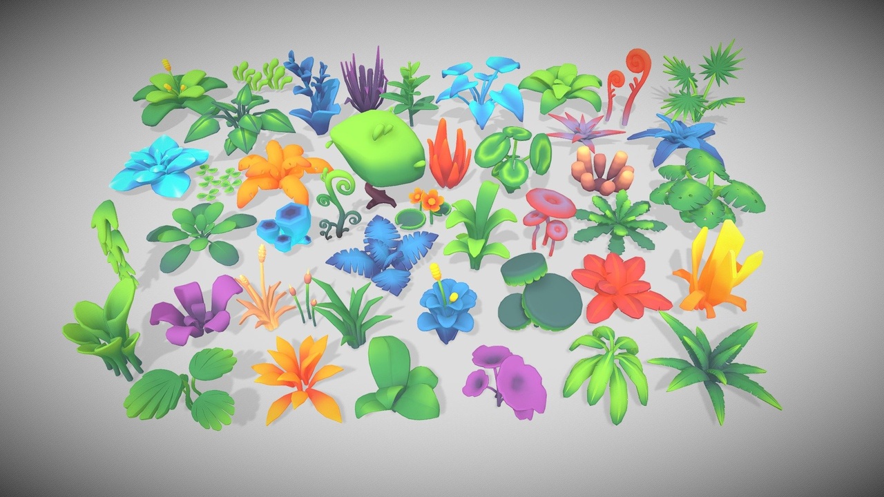 Media 1 for listing Stylized Low Poly Plants 02 Pack