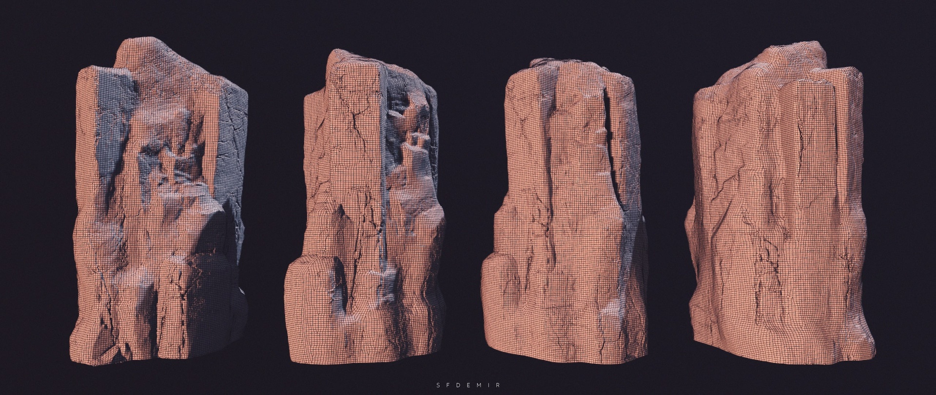 Media 1 for listing SF Cliff Pack 3D Model – Game-Ready Modular Rock Asset