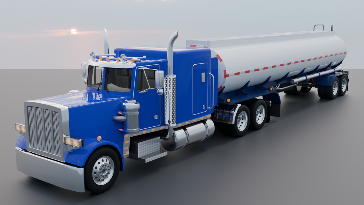 Media 1 for listing Realistic American Semi Truck + Tanker Trailer | 11 Truck + 8 Tanker Colors