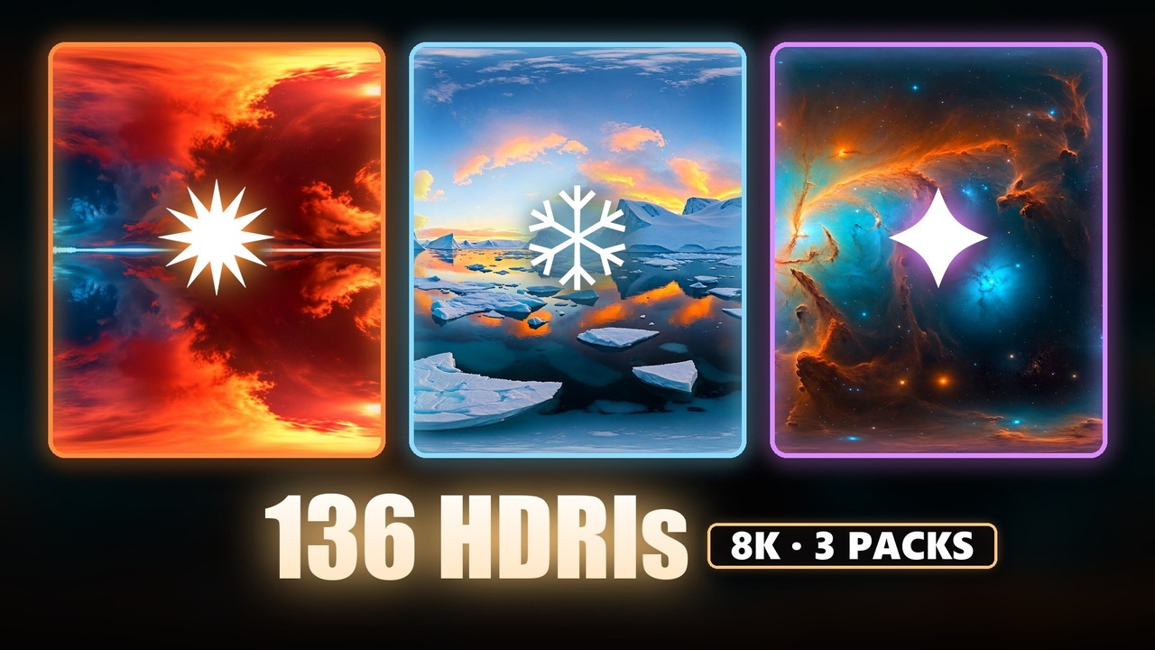 Media 1 for listing Ice, Fire & Cosmos 8K HDRI Bundle - 136 Skyboxes: Arctic, Strange Skies & Space