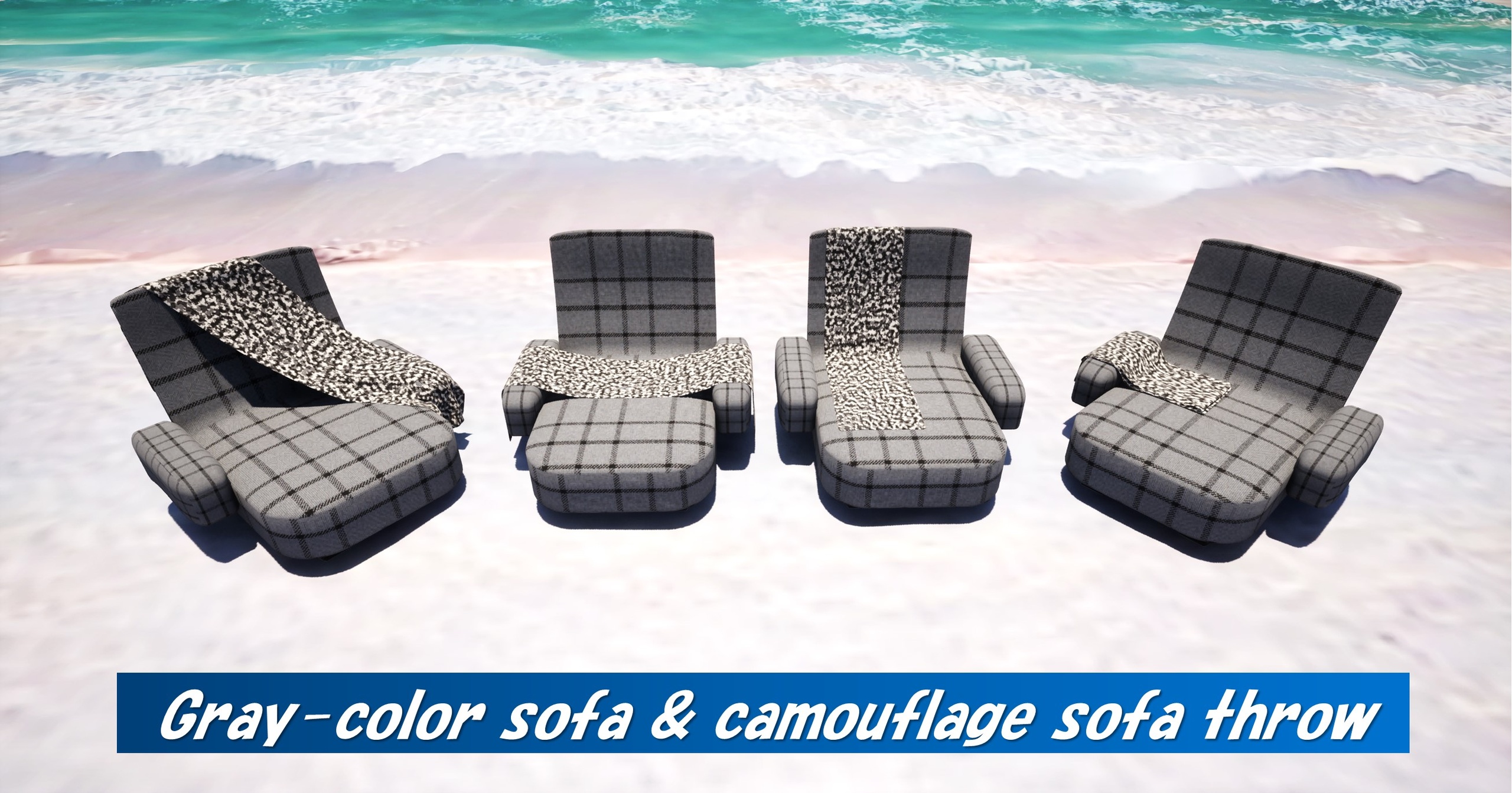 Media 1 for listing Camouflage Sofa Set2  Gray Color Version