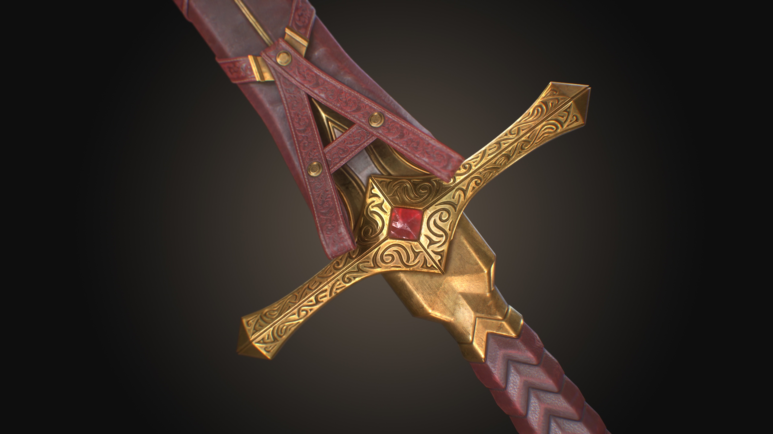 Media 1 for listing Royal Golden-Silver Sword PBR Game-Ready Low-poly 3D model