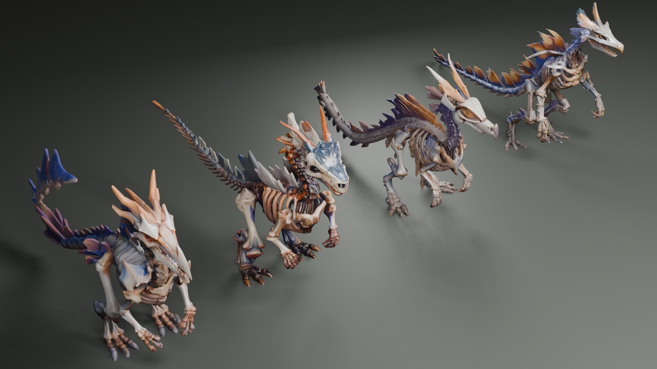 Media 1 for listing Stylized Skeleton Dragons🐉