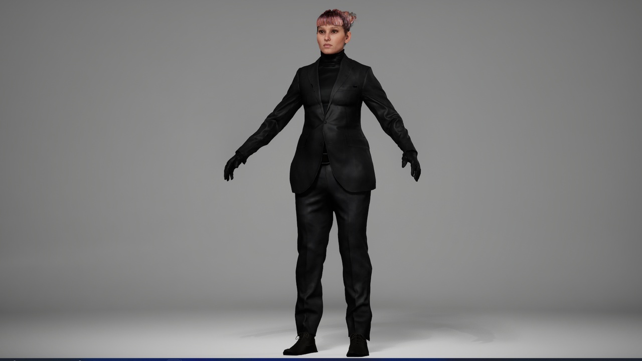 Media 1 for listing Black Formal Assassin Suit for MetaHuman Characters Secret Agent
