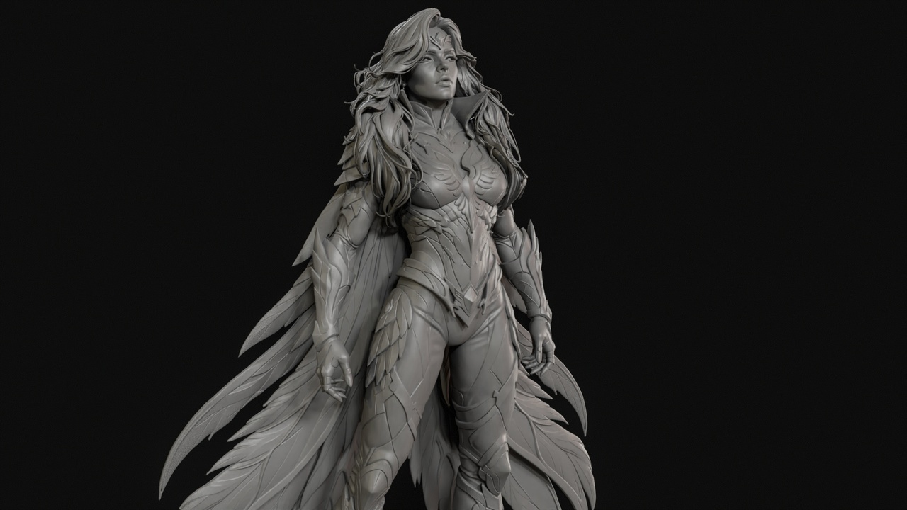 Media 1 for listing Phoenix Warrior Queen 3D Print Ready Figurine