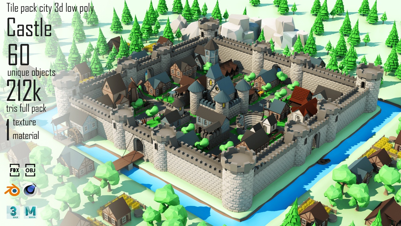 Cartoon Castle - Low-poly asset pack 제품 등록을 위한 미디어 1개