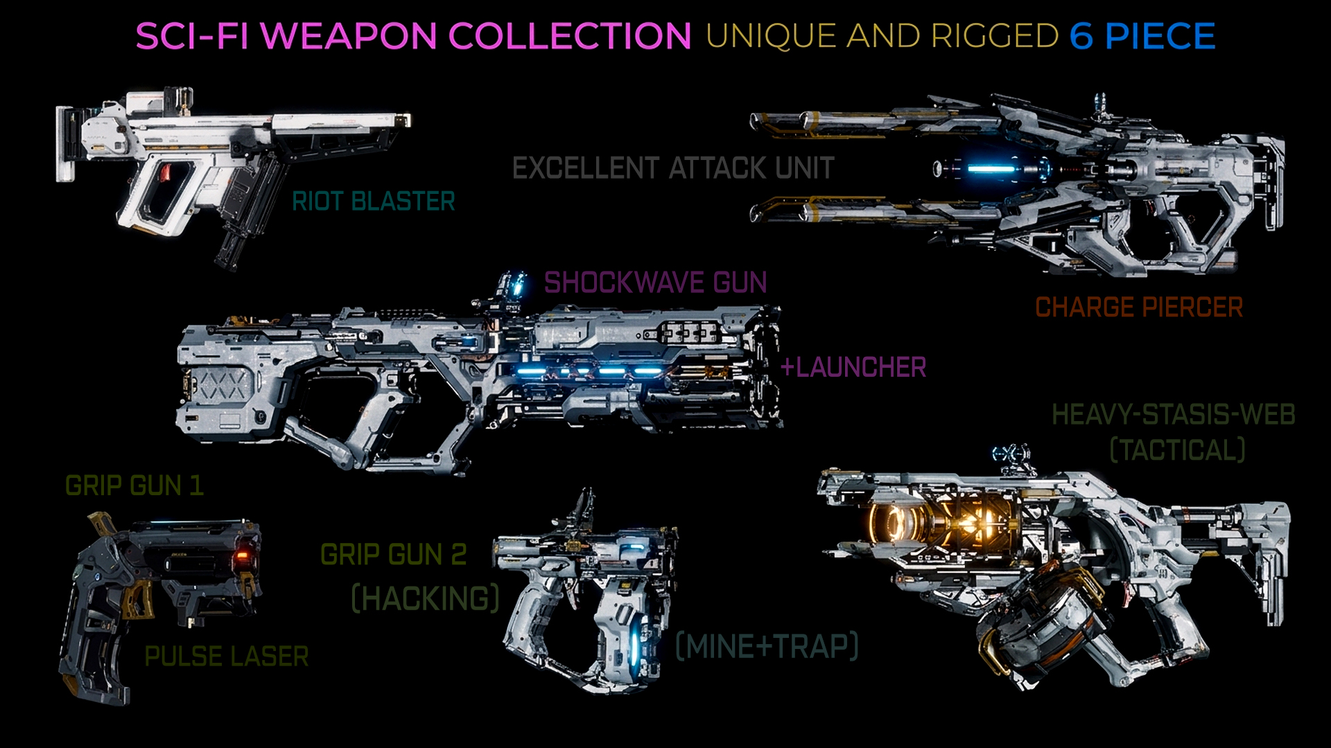 Sci-fi Weapon Set - Rigged | Fab