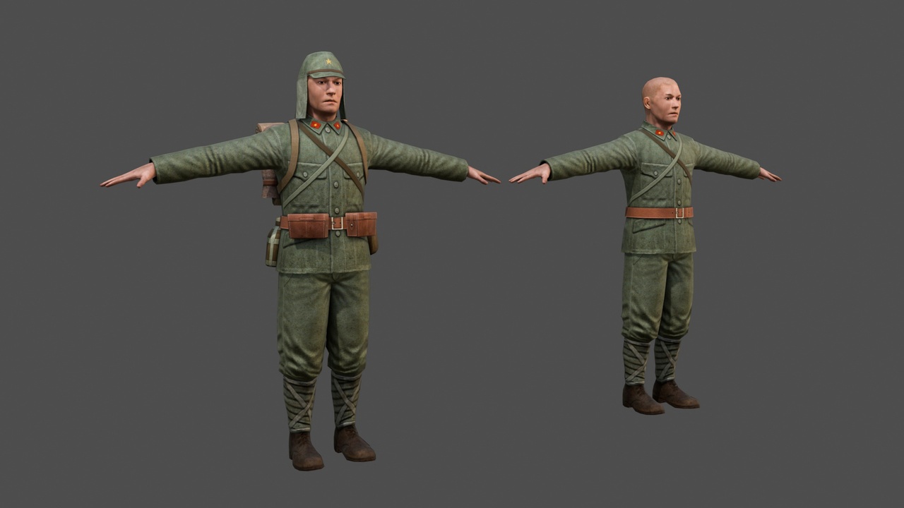 Media 1 for listing Low Poly Japanese Soldier and Type 100 - WWII