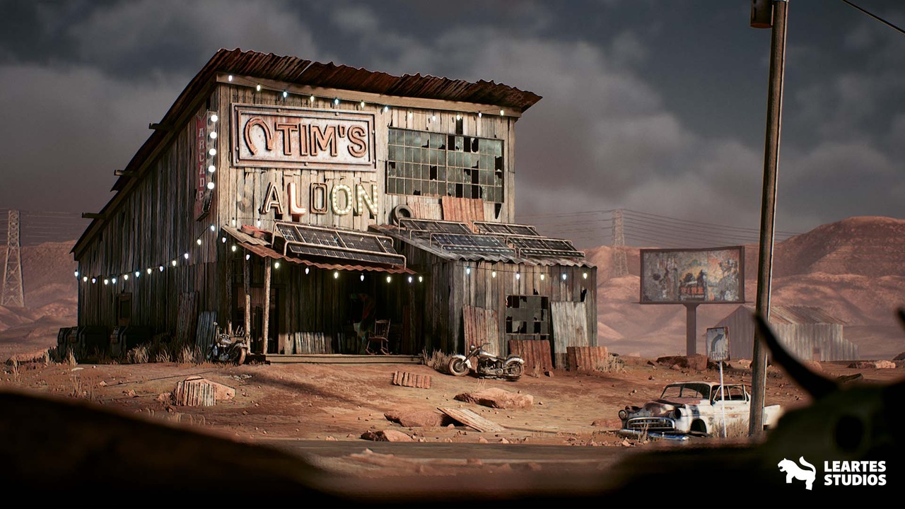 Retropunk Saloon Environment ( Post Apocalyptic Bar Post apo Abandoned Saloon )