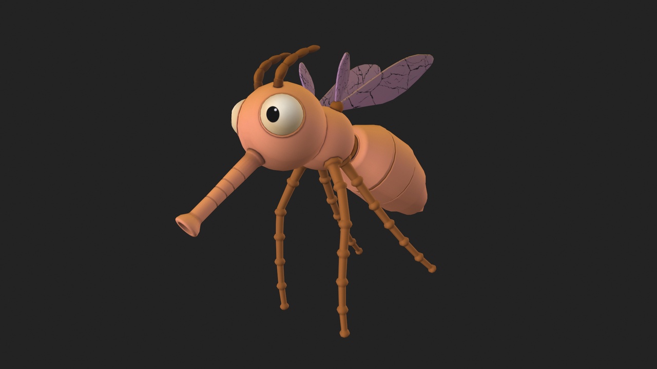 Media 1 for listing Stylized Cartoon Mosquito 3D Model Low-poly