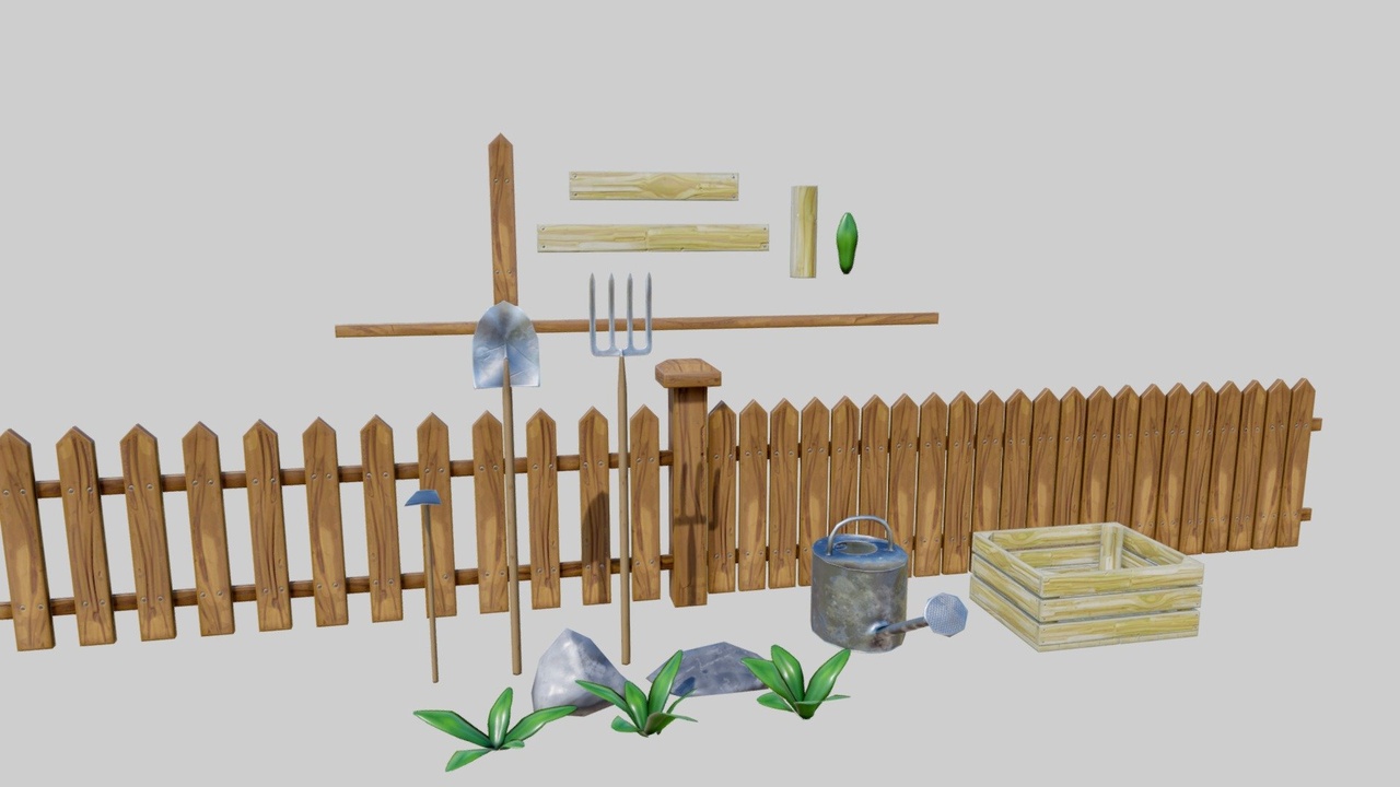 Media 1 for listing Stylized farm objects (mobile game-ready)