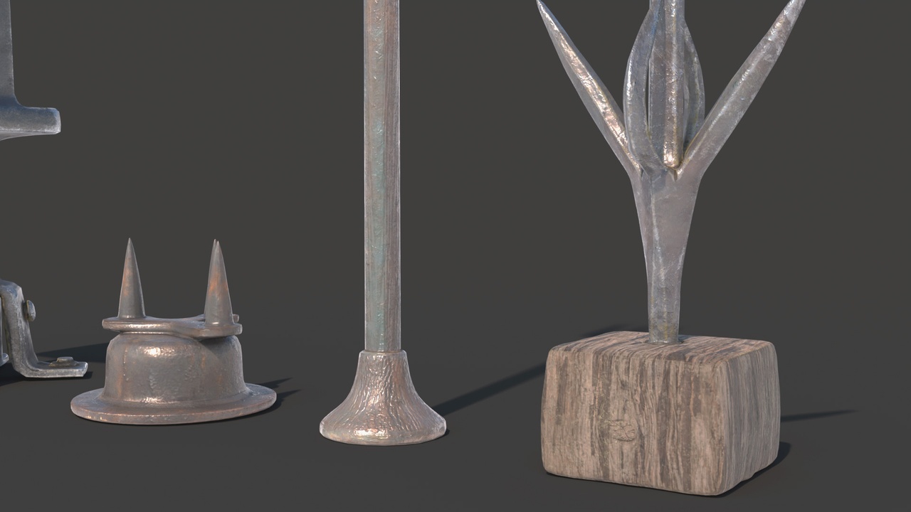 Media 1 for listing Medieval Lightning Rods - Game Asset | PBR | Low-poly |