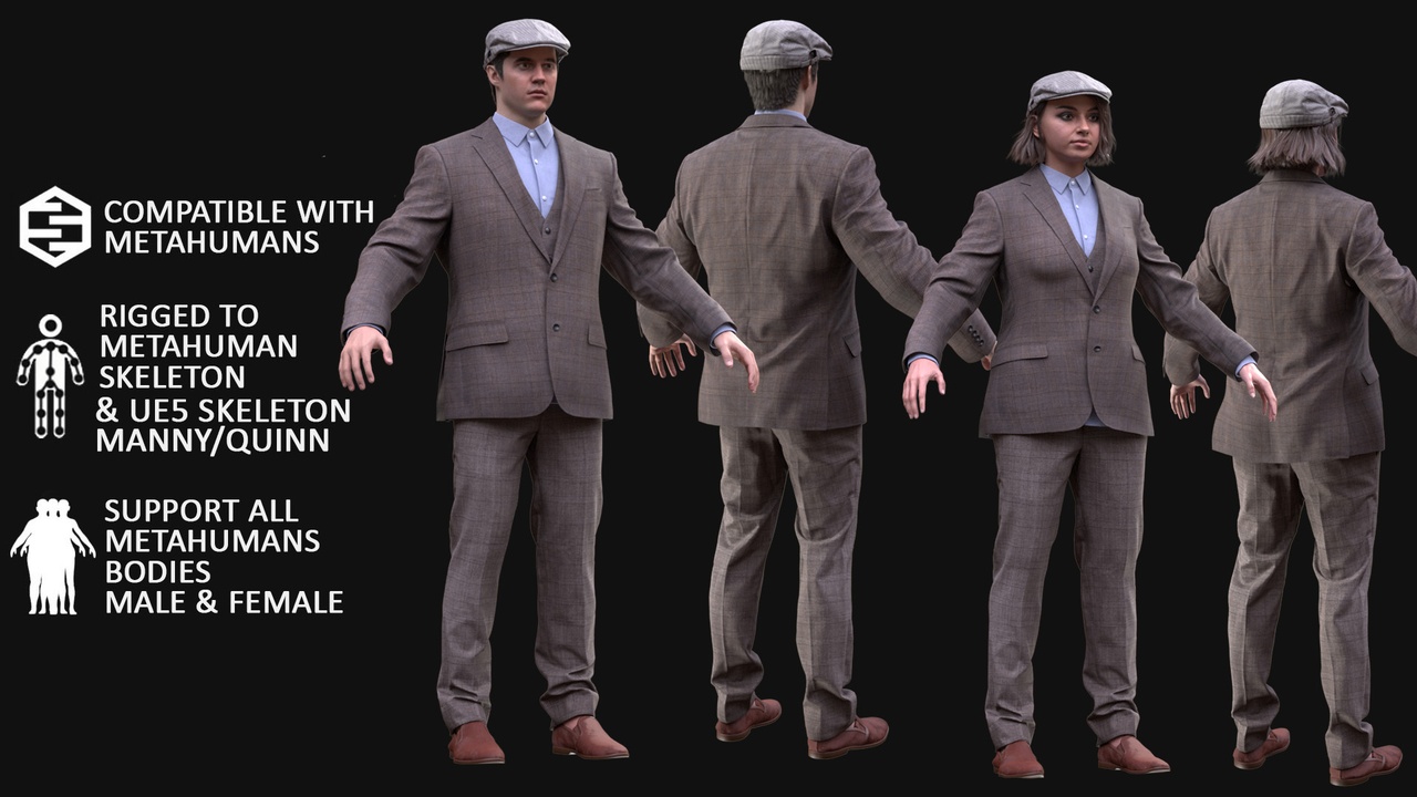Business Outfit Metahuman 3D model 1 - MH & UE5 Skeletons - Rigged | Fab