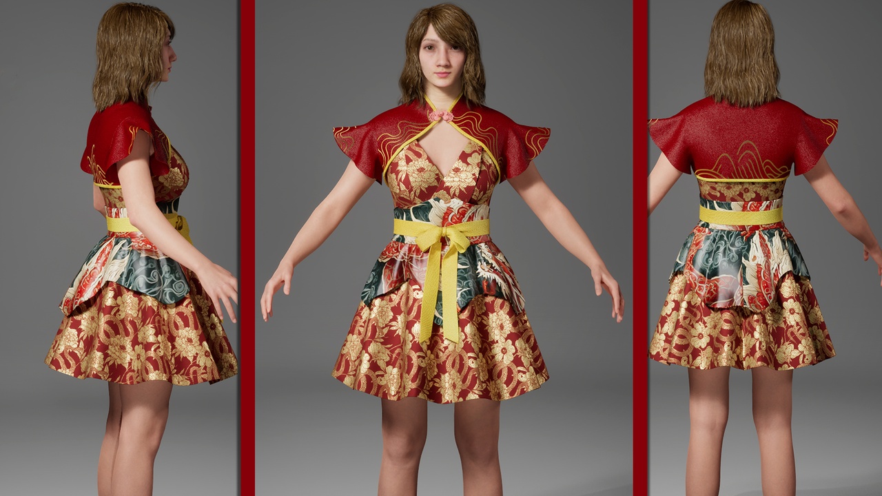 Media 1 for listing Chinese Style: Brocade Maiden Gown，METAHUMAN，Women's Clothing