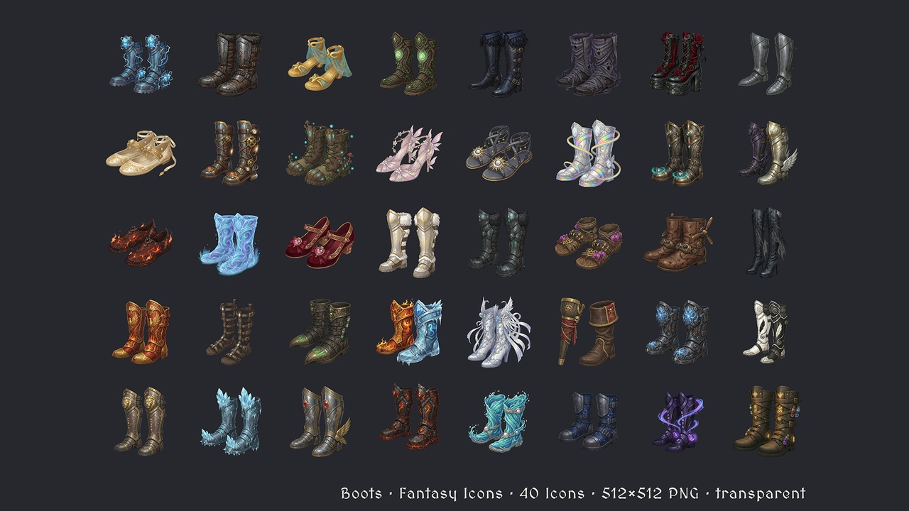 Media 1 for listing Boots - 40 Fantasy Icons [512x512 HD]