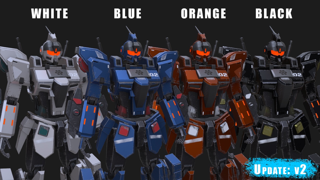Media 1 for listing Sci-Fi Heavy Mecha / Robot - RGB Customizable - Game Ready (v2.0 Remastered)