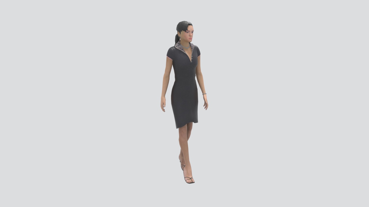 Media 1 for listing Elegant Woman in Black Cocktail Dress 3D Model