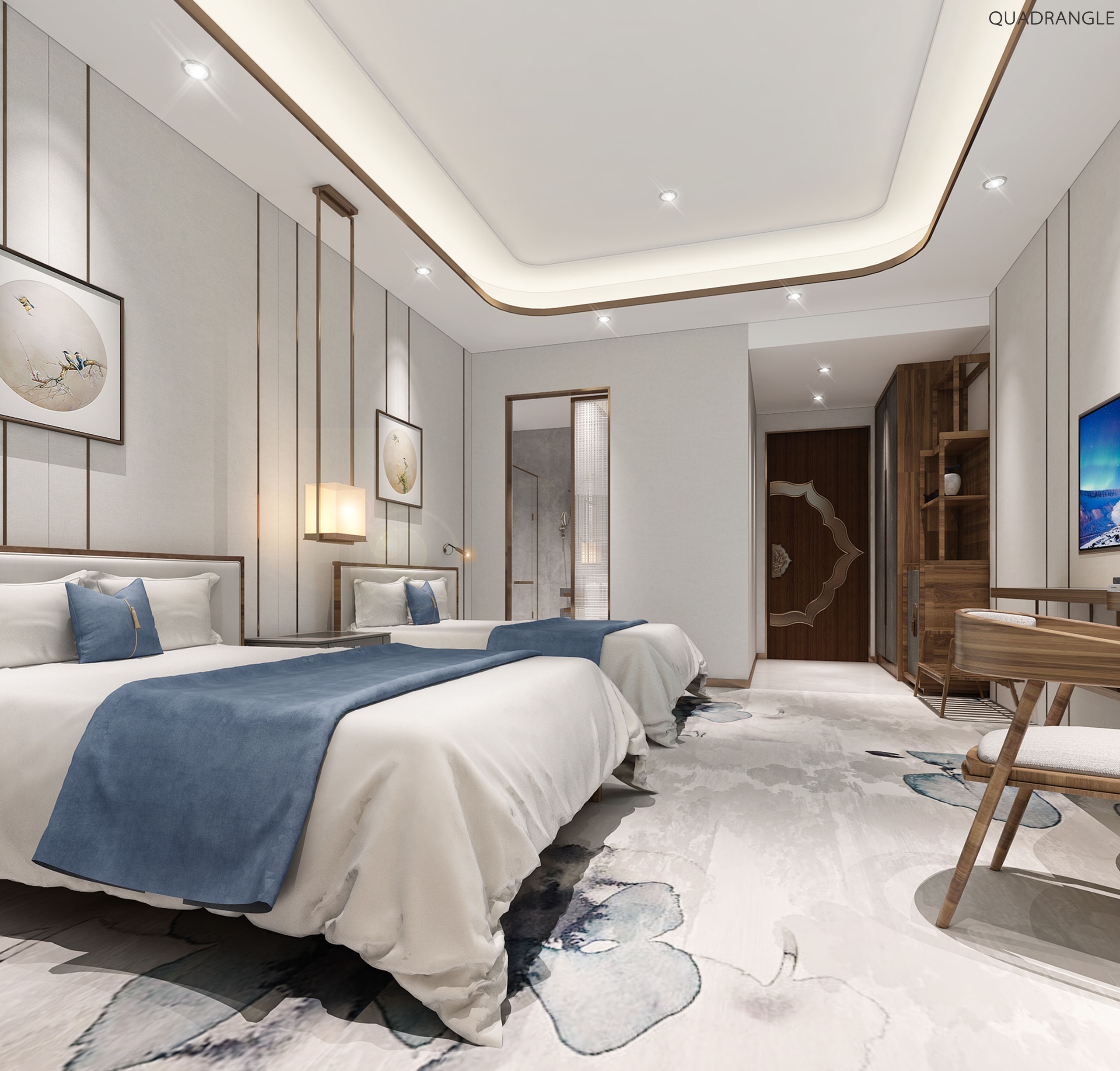 Media 1 for listing Modern Minimalist Hotel Room | Luxury Hotel Twin Room & Bathroom