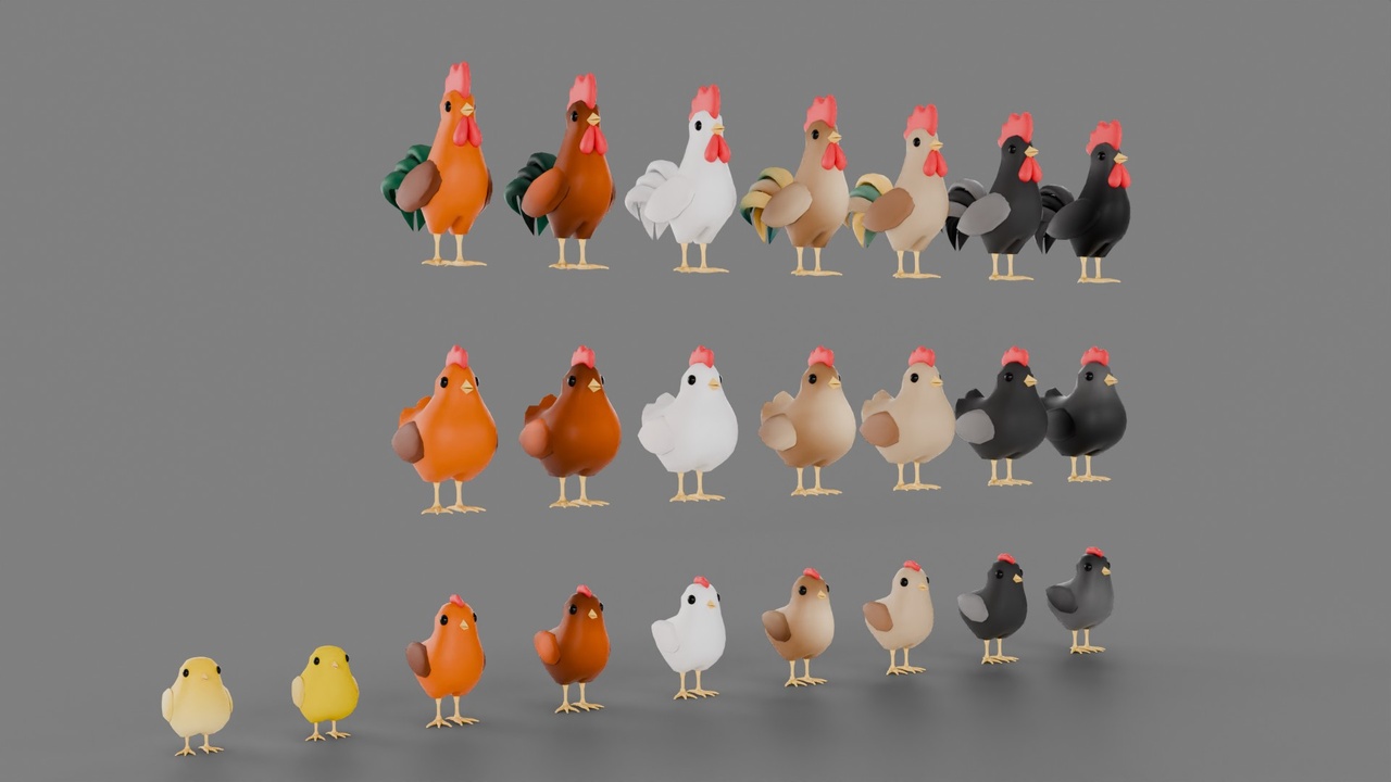 Poly Block Chicken Stylized Low Poly Chicken Pack (Textured & Procedural) | Fab
