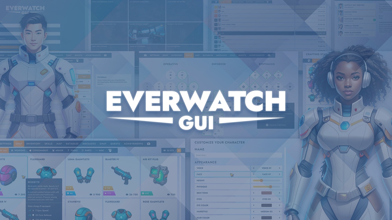 Media 1 for listing Everwatch GUI - Sci-Fi Complete Game UI Pack + sources