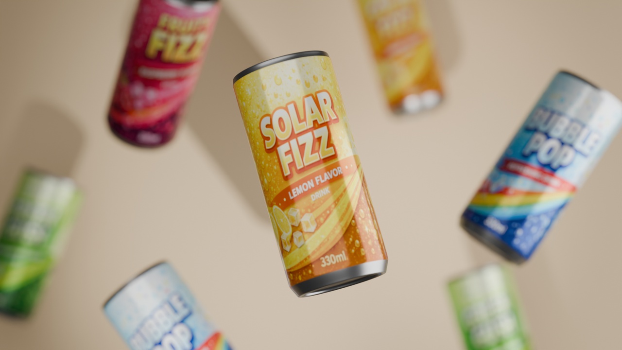 Multimedia 1 para anuncio Low Poly Soda Can Pack 4 Flavors (Easy to customize)