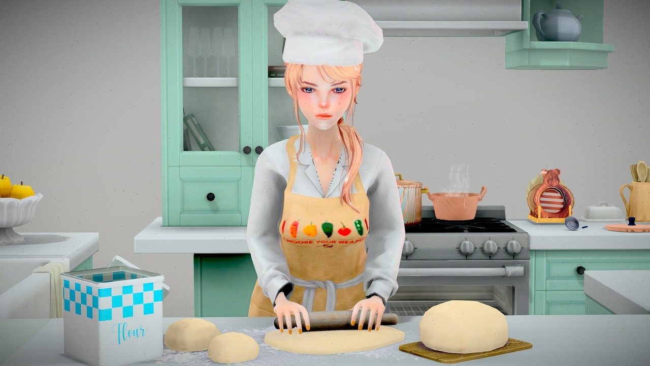 Media 1 for listing Chef-girl Low-poly 3D model (Rigged + PBR)